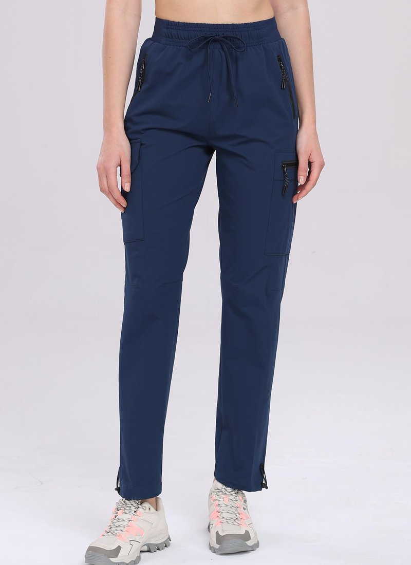 Oalka Women's Hiking Pants Water Resistant Quick Dry Cargo Pockets Pants True Navy Blue M