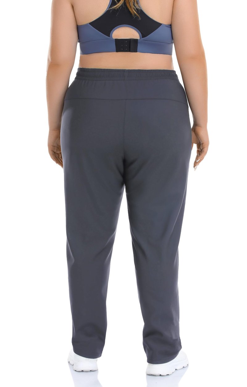 ZERDOCEAN Women's Plus Size Fleece Lined Pants Winter Thermal Lounge Pants with Zippered Pockets Drawstring Gray 2X