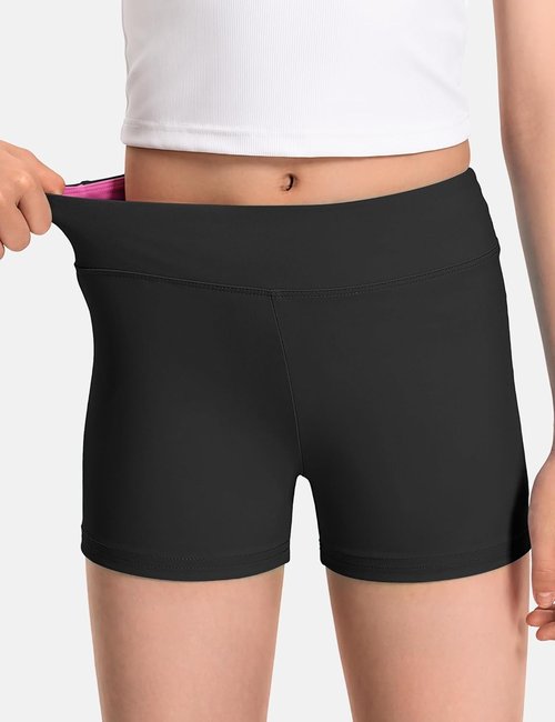JOCMIC Girls Athletic Shorts - 3 Pack for Dance, Gymnastics, Yoga & Running | Ages 4-12