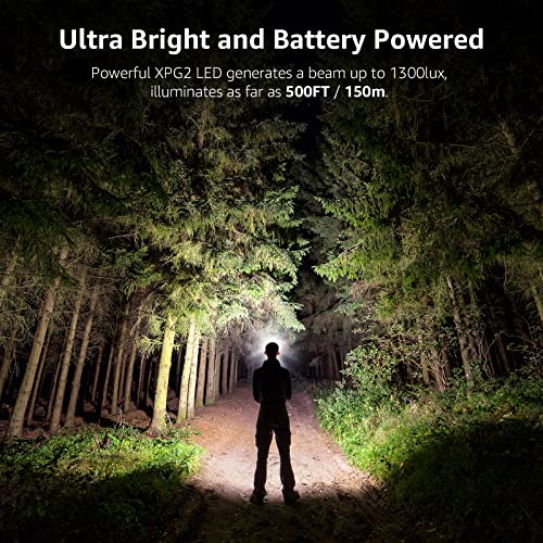 Super Bright LED Headlamp - Waterproof Battery-Powered - 2 Pack - Black