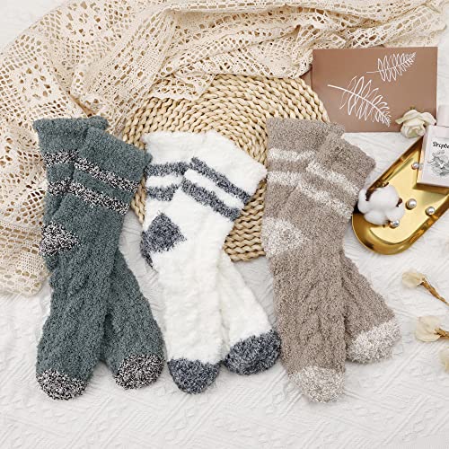 Cozy Fluffy Fuzzy Socks for Women - 3 Pairs Winter Slipper Socks