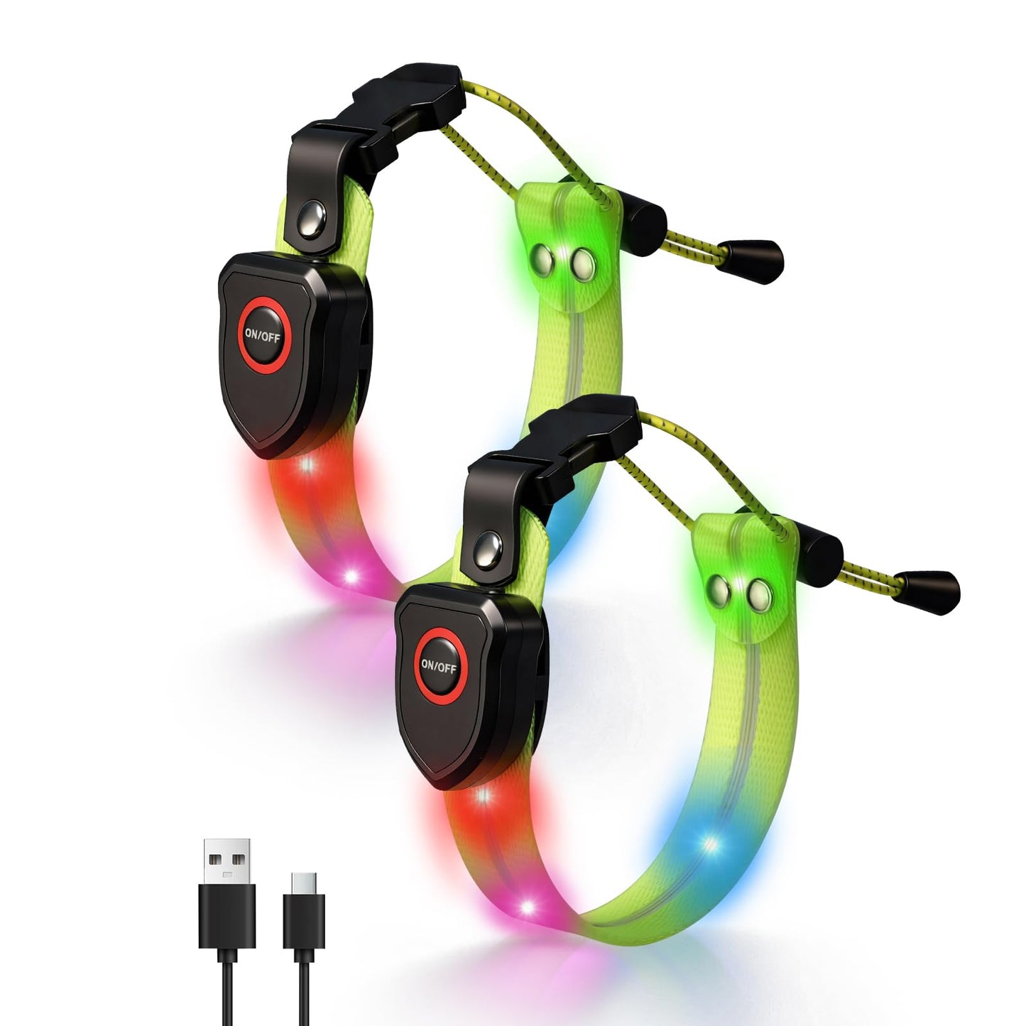Taximi LED Armband for Running, High Visibility Reflective Running Lights for Runners, USB Rechargeable Light Up Arm Bands for Men Women Kids Night Cycling Walking Jogging