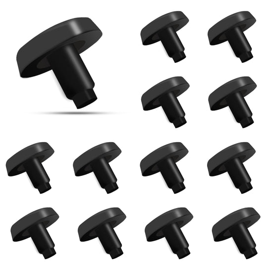 Stem Bumpers Glide Nylon Flat Round 3/4" Stem Bumper Floor Protector for 1/4" Hole, Furniture Sliders, Protect Your Outdoor Furniture and Patio Swivel Chair, Black (12)