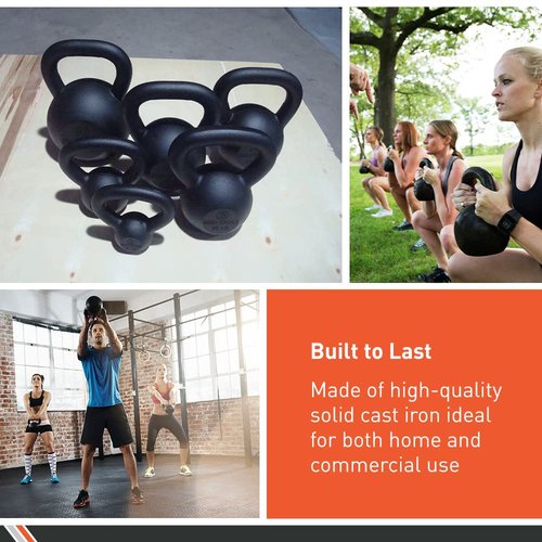 BodySport Cast Iron Kettlebells, 5 lb. – Strength Training Kettlebell for Weightlifting, Core Training, & Conditioning – Professional Exercise Equipment for Gym & Home Fitness Workouts