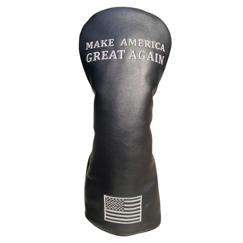 Golf Driver Headcover, USA Patriotism Golf Driver Head Cover fits for 460cc Drivers, Synthetic Leather Golf Club Covers for Men, fits for Taylormade, Cobra, Adams (Black)