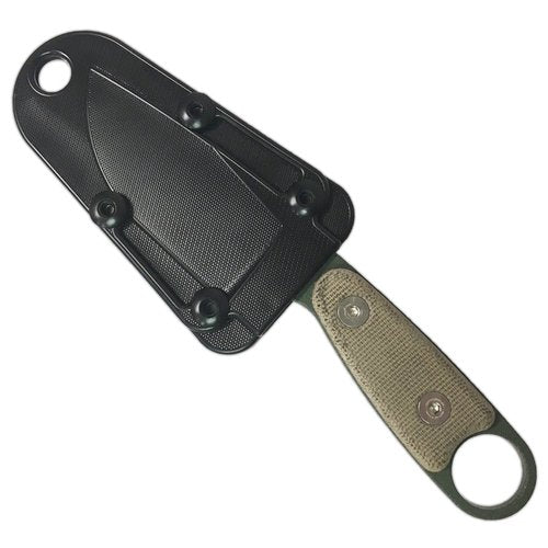 ESEE Knives Izula-OD w/Handle, Molded Polymer Sheath, and Clip Plate (Grey Canvas Micarta Handle/OD Blade/Black Sheath)