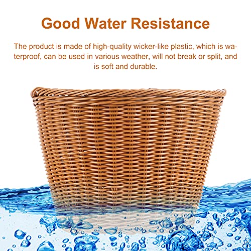 Woven Plastic Bike Basket - Front D-Shaped Handlebar Storage Brown