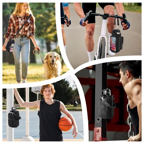 Joyzan Magnetic Gym Bag, Water Bottle Small Holder for Men Portable Fitness Sling Carrier Pouch Sleeve Phone Pockets Adjustable Strap 6 Magnets Crossbody Organizer Women Travel Sports Workout Fitness