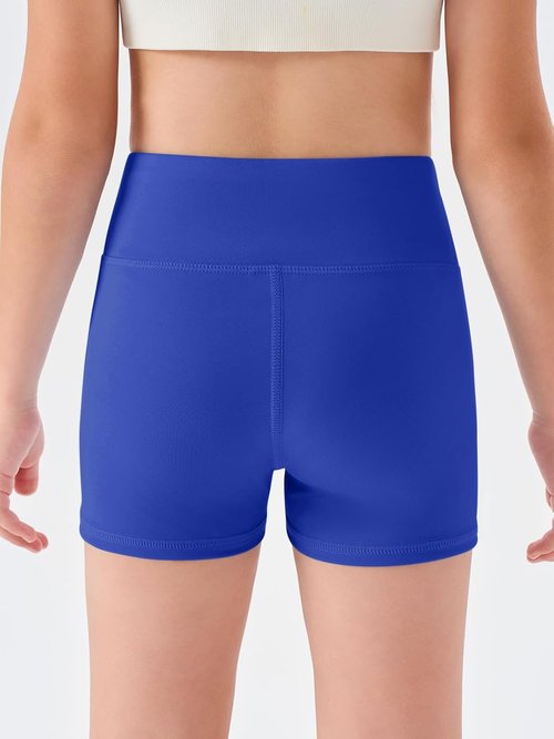 Haloumoning Girls Athletic Shorts - High Waisted Gymnastics & Yoga Biker Shorts | 3 Pack for Ages 5-14