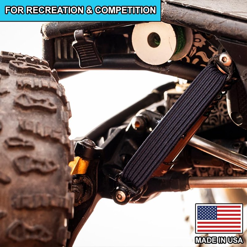 DEEZ LOOPZ: [Patent Pending] High-Performance Shock Bands for RC Cars & Vehicles 1/8 1/10 1/18, 2-Pack, RC Shock Absorbers for Crawlers, Improve Climbing/Control (Navy/Black - 90MM, CF Infused)