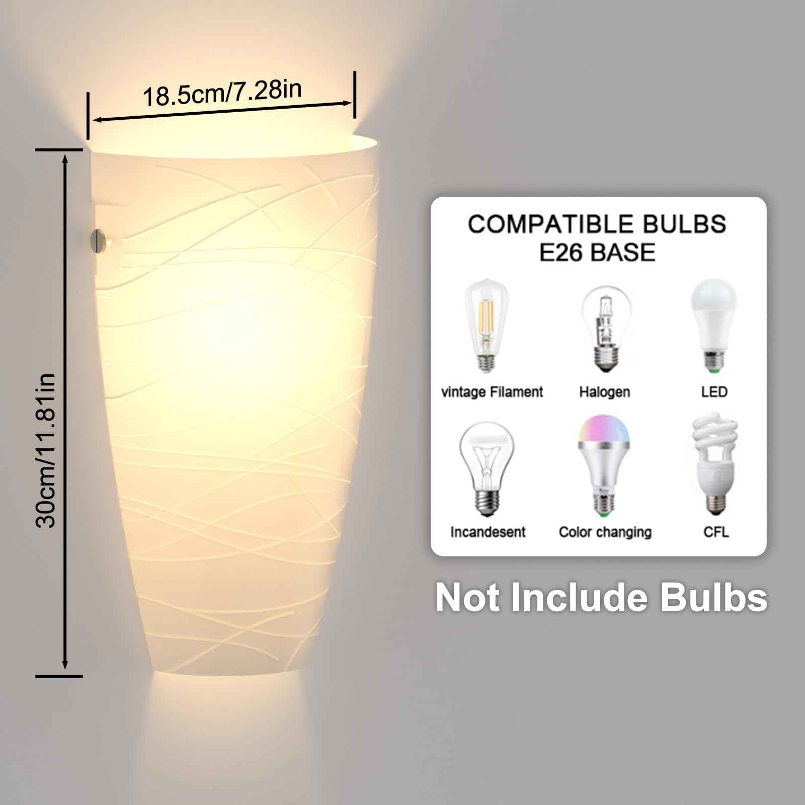 Wall Sconces Set of Two, Wall Mount Light Fixtures Acrylic Shade, Up or Down Hallway Sconces Wall Lighting for Bedroom Living Room Stairwell (Not Include Bulbs)