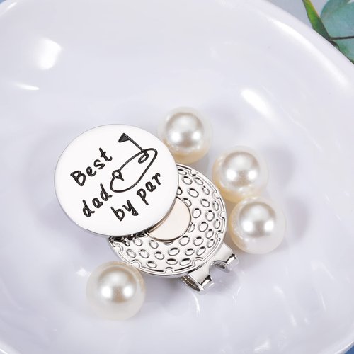 GGOJAGST Best Dad by Par Gifts from Daughter Fathers Day Giift Golf Ball Markers with Hat Clips Value Sets for Men Women Golfer Removable Attaches Easily to Golf Cap Premium Gifts for Dad from Kids