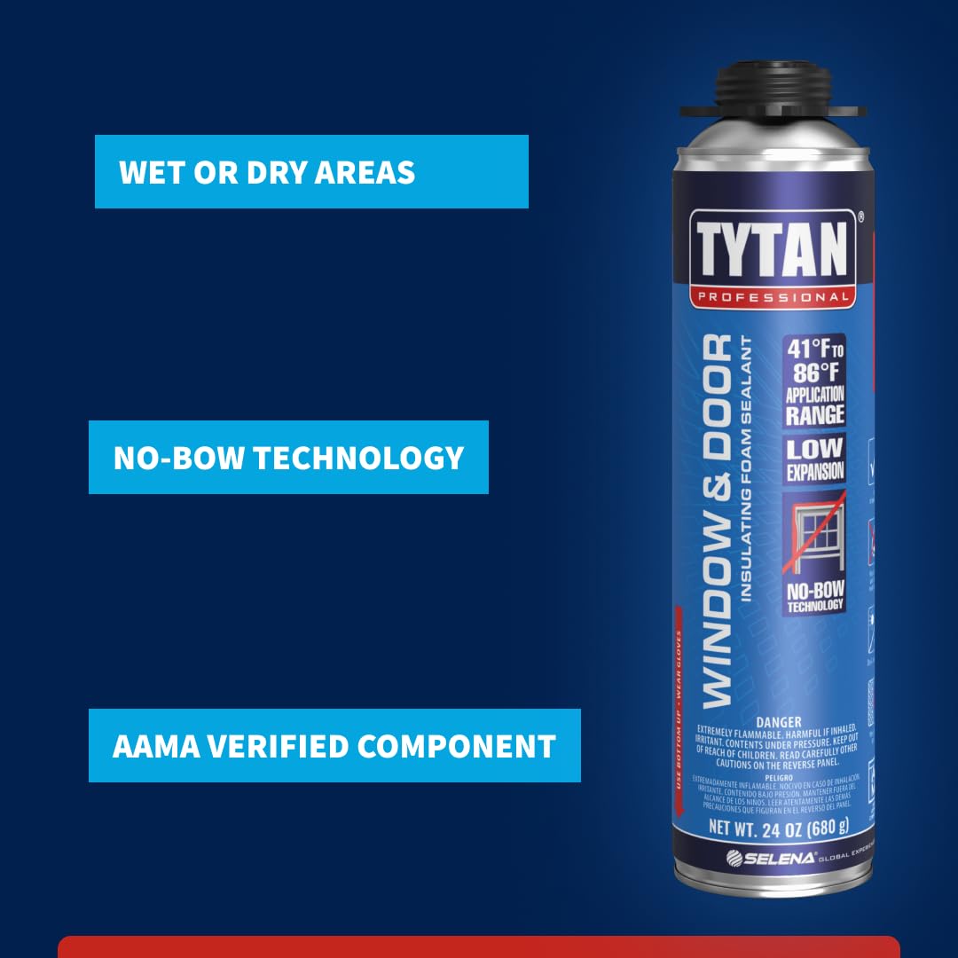 Window & Door Insulating Foam Sealant, High R-Value for Superior Insulation, Water-Resistant, Low Expansion, Eco-Friendly, AAMA & UL Verified (6x24 oz)