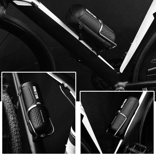 HUIOP Bike Tool Bag, Bike Storage Bag Repair Tool Bag with Zipper Waterproof PU Front Frame Pouch Bicycle Tool Kit Bag for Water Bottle Holder
