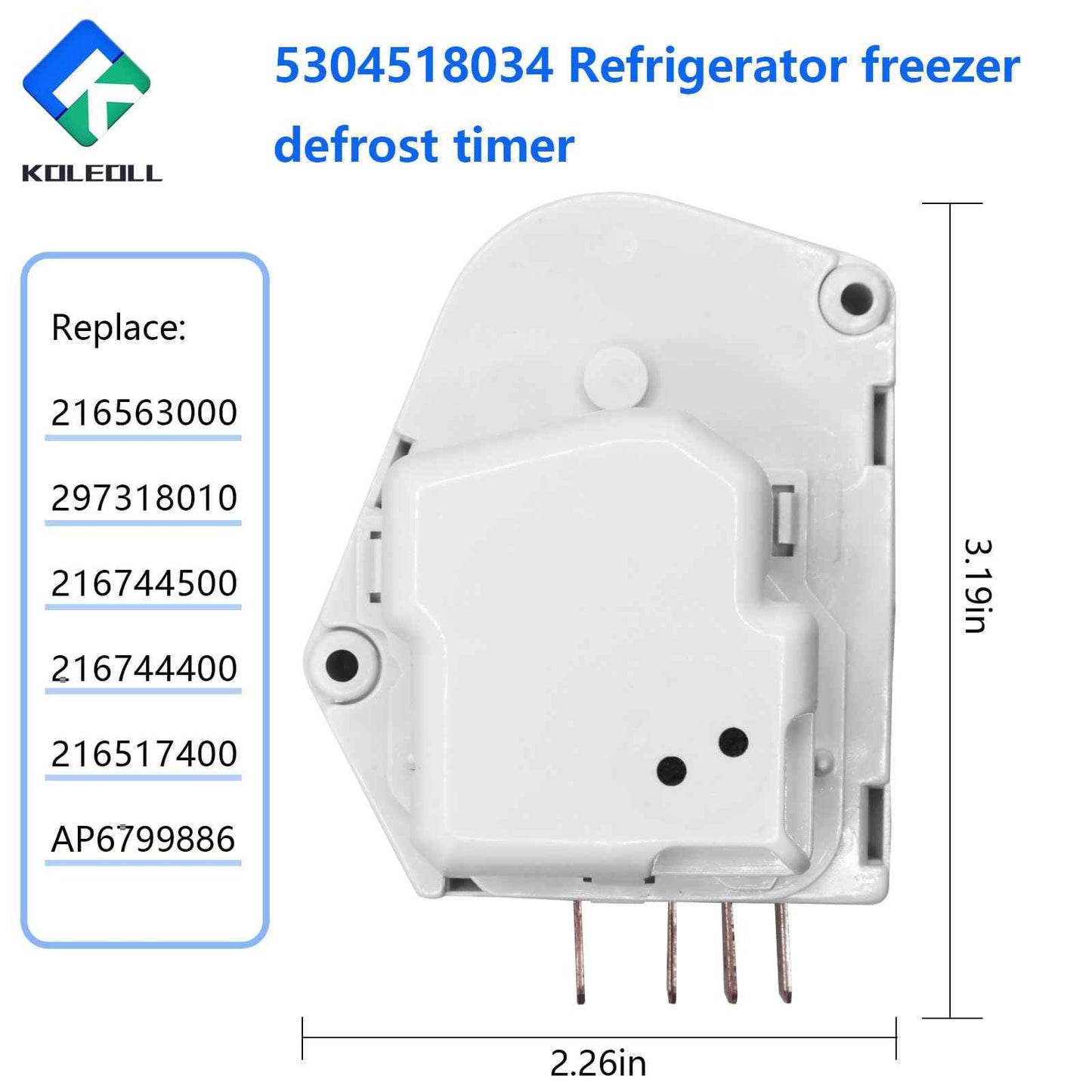 5304518034 Refrigerator Freezer Defrost Timer Compatible with Whirlpool Frigidaire Kenmore Replaces 216563000 297318010 216744500 216744400 216517400 AP6799886