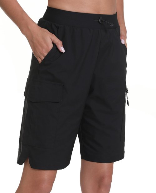 zsenoxaxi Women's Hiking Cargo Shorts Quick Dry Lightweight Shorts for Travel Athletic(Black,XL)