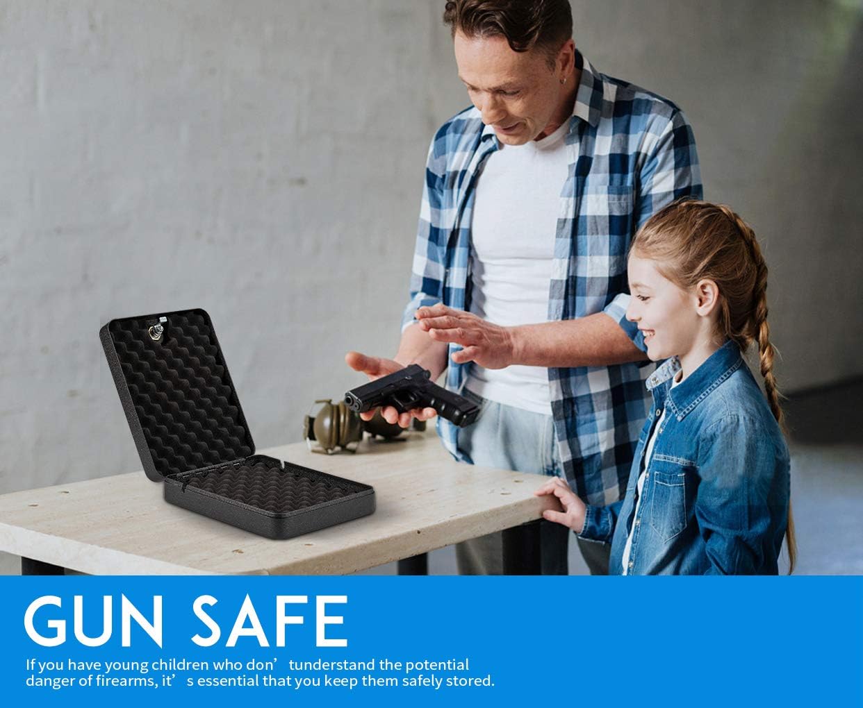 RPNB Gun Safe - Portable Handgun Security Lock Box with Key Access | Compact and Durable Design