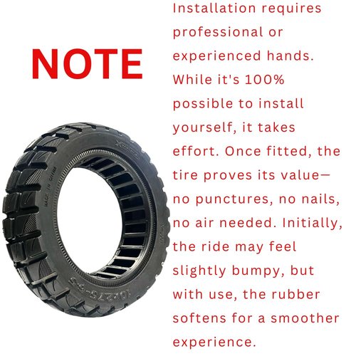 Size 10x2.75~70/65-6.5 Airless Solid Scooter Tire – Never Flat, Non-Puncture Tubeless Replacement forEMove Cruiser, Evercross H5, Iscooter Ix3, Hiboy Titan and More