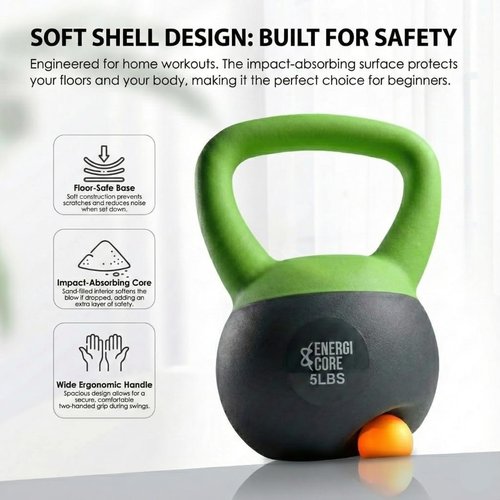 ENERGI CORE Kettlebell - Sand-Filled Weight for Home Gym Workouts | Portable Exercise Equipment for All Fitness Levels