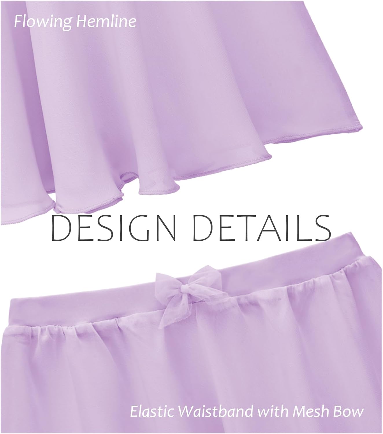 Stelle Girls Ballet Skirt - Chiffon Dance Skirt with Mesh Bowknot | Elastic Waist Pull-On Design