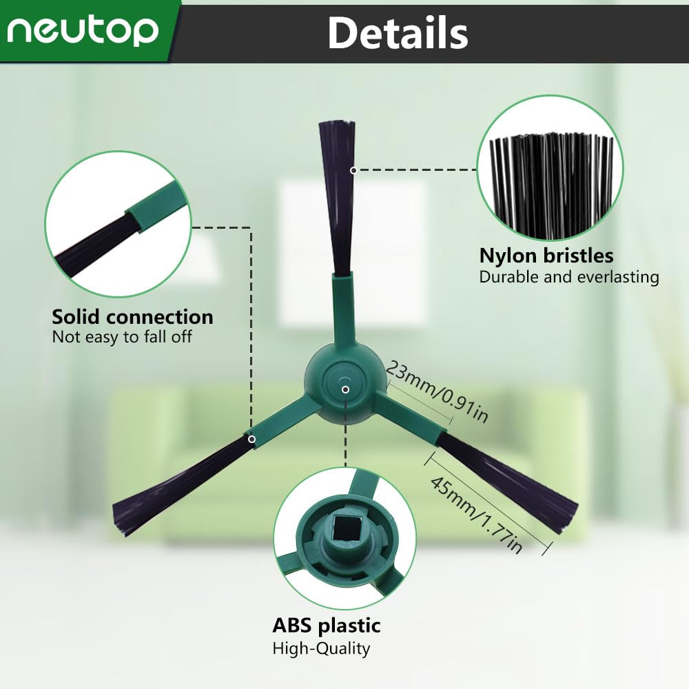 neutop Edge-Sweeping Brush Side Brush Compatible with iRobot Roomba 705/505/504/405/205/105/104/Essential Series Robot Vacuums, 12-Pack