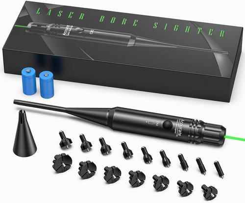 EZshoot Bore Sight Kit - Green/Red Laser Boresighter for .17 to 12GA Rifles & Pistols - Easy Big Button Switch