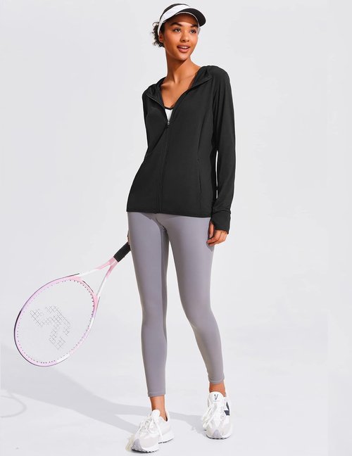 COOrun Women's Sun Protection Hoodie - UPF 50+ Full Zip Long Sleeve Active Jacket for Hiking & Running
