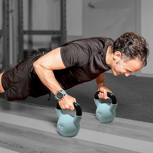 GYMENIST Kettlebell Fitness Iron Weights with Neoprene Coating Around The Bottom Half of The Metal Kettle Bell (18 LB)