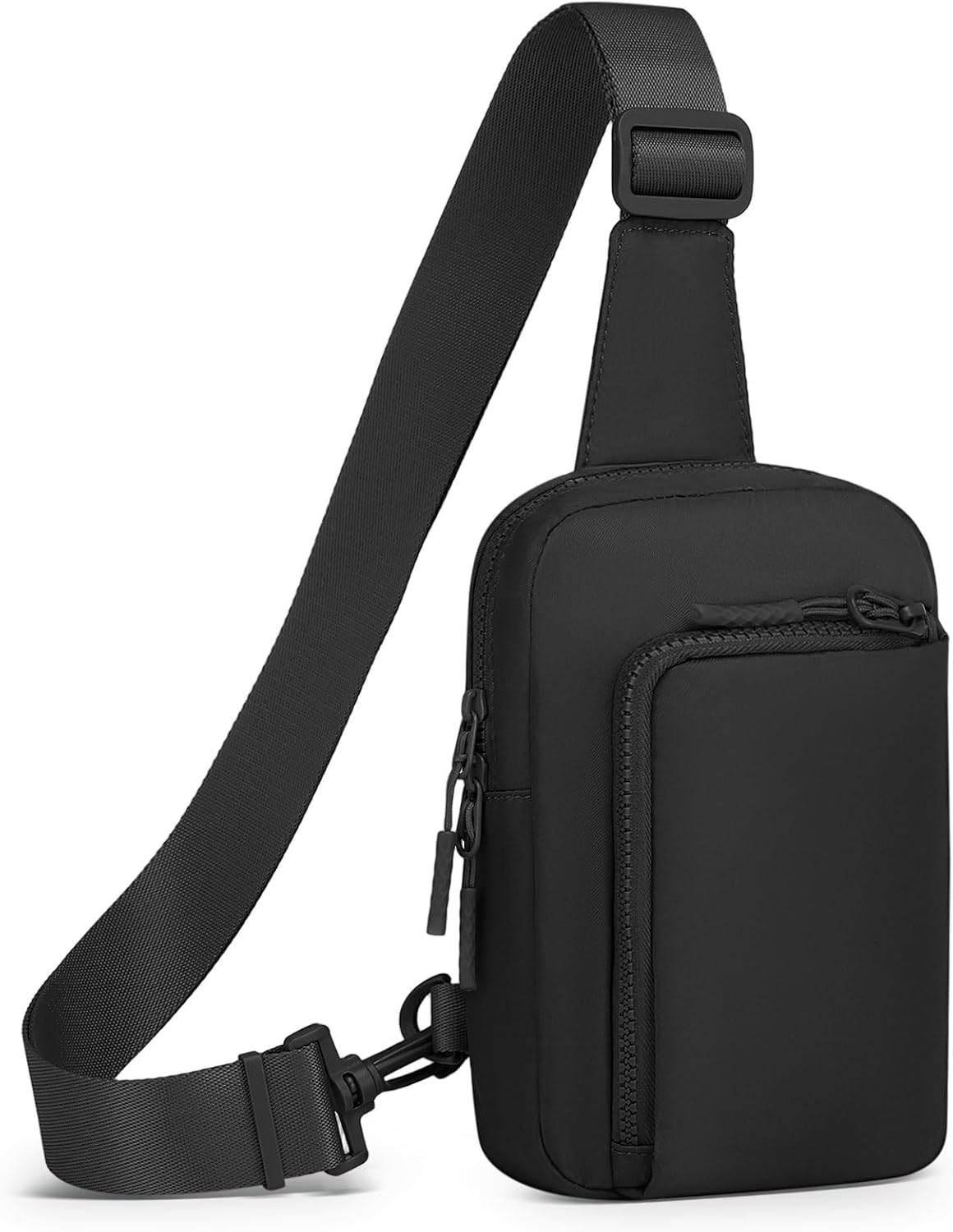 Mini Sling Bag for Men Women, Crossbody Fanny Packs Fits for 6.3" Phone, Reversible Nylon Chest Bag for Travel Running Hiking (Black)