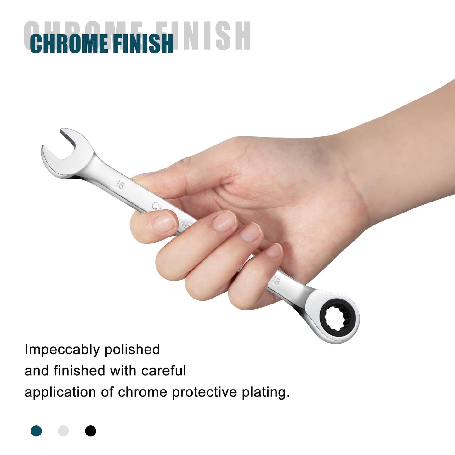 SORAKO 18mm Ratcheting Combination Wrench, Chrome Vanadium Steel Gear Wrench, Industrial Grade Cr-V Steel Gear Spanner, Household Garage Tools(Metric)