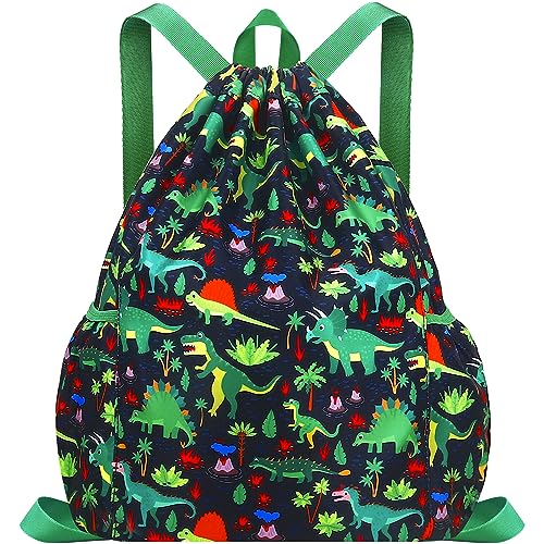 Drawstring Backpack for Kids - Large Capacity Dinosaur Daypack - Color13