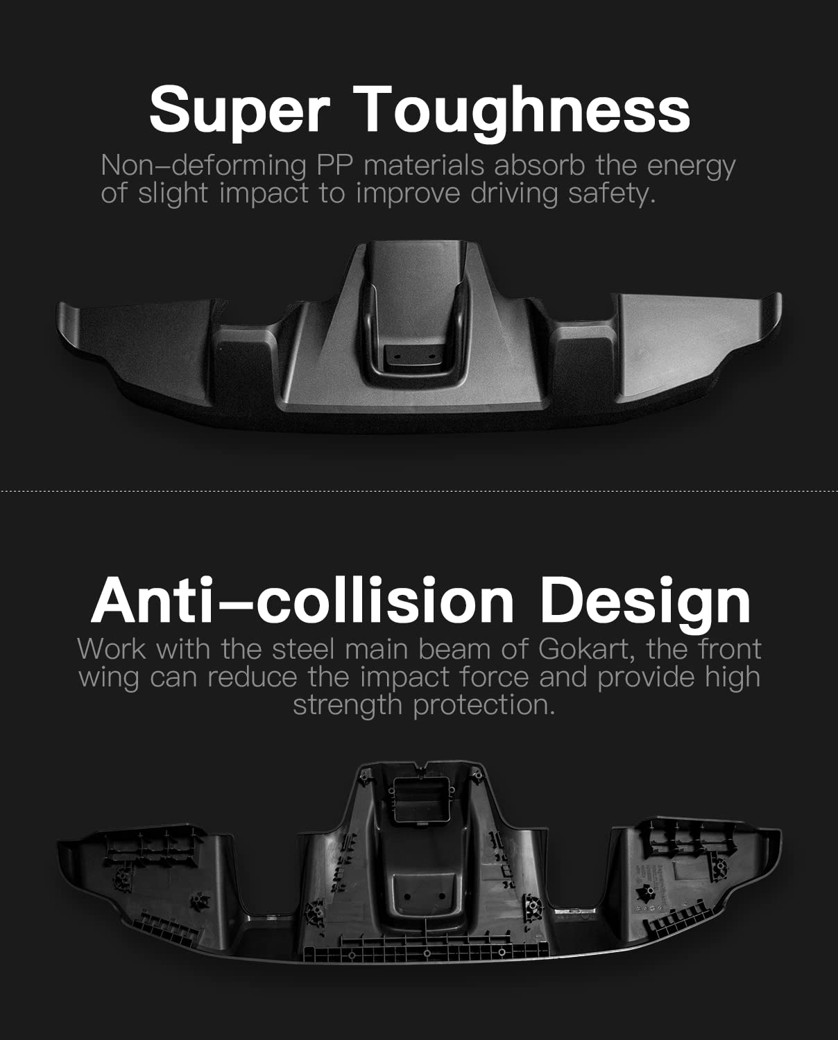 stio GoKart Pro Front Wing Compatible with Ninebot by Segway Go Kart Kit Go Kart PRO Refit Smart Scooter Front Bumper Plastic Protection Replacements GoKart Original Accessories (Dark Gray)