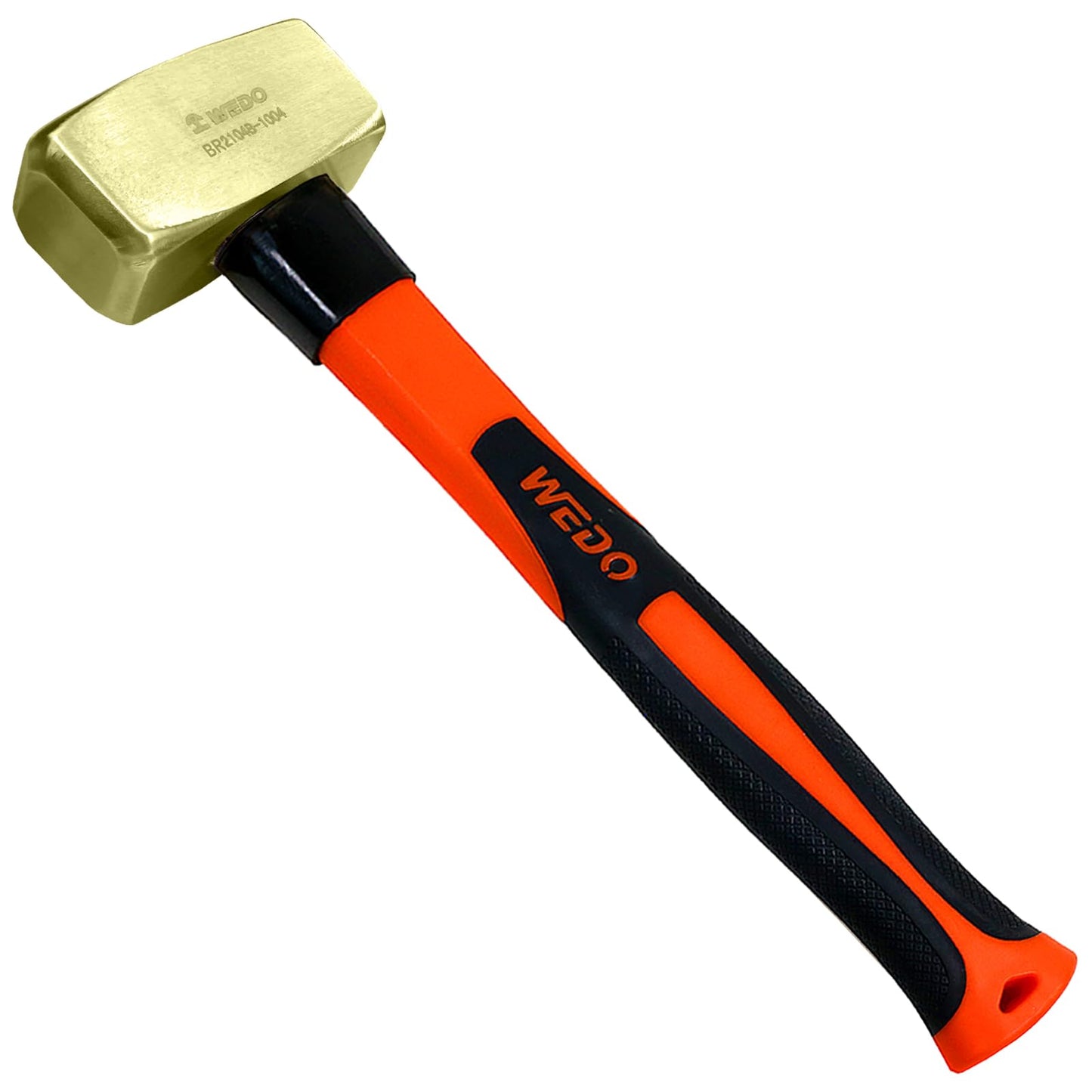 WEDO Brass Sledge Hammer 4 lb, Club Hammer with Fiberglass Handle, Drilling Hammer, Crack Hammer, Die-Forge, Corrosion Resistant, DIN Standard, 15" Length