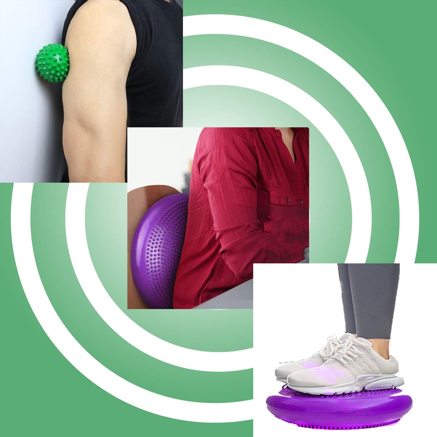 Nvzi Wobble Cushion, Balance Disc, Wiggle Seat, Balance Pads for Physical Therapy, Stability Disc, Wobble Board for Dogs, Office, with Spiky Massage Ball(Red)