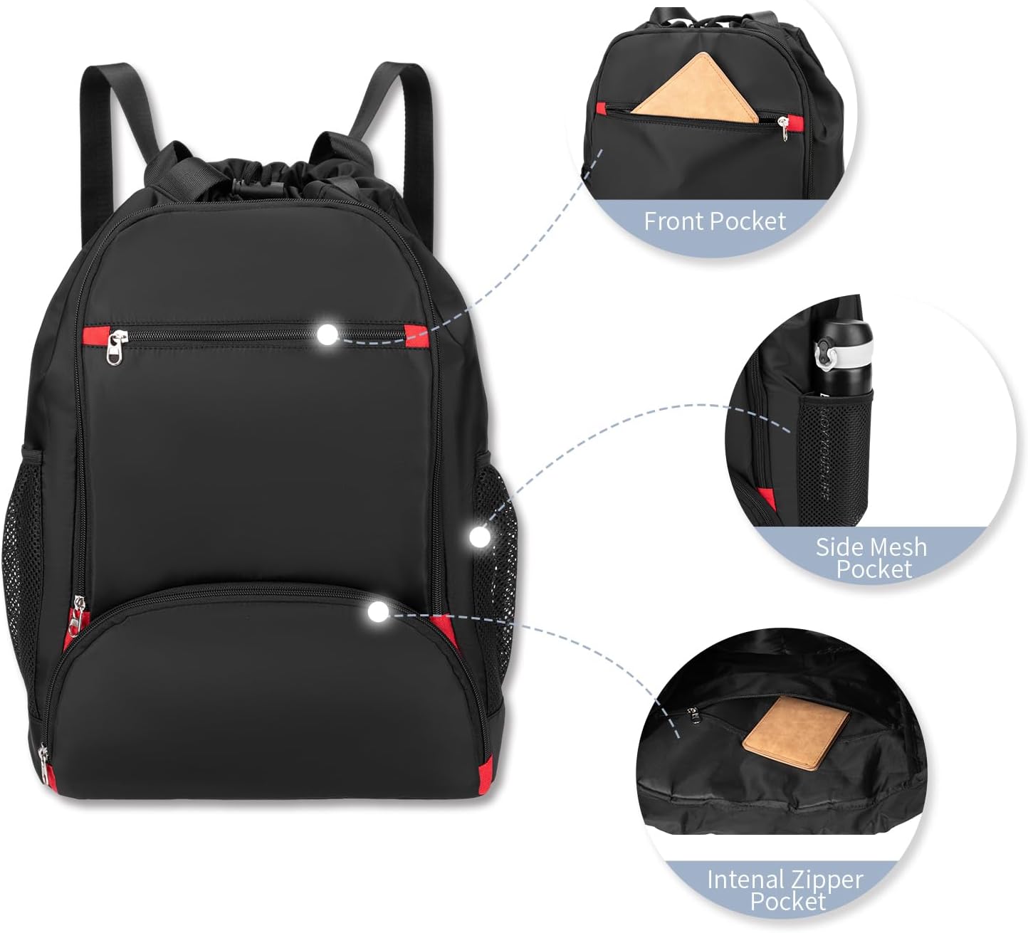 Seyfocnia Drawstring Backpack - Versatile Gym Bag with Shoe Compartment | Black Color for Men & Women