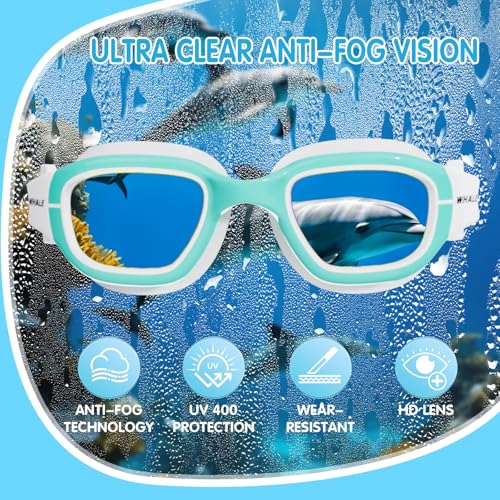Kids Polarized Swimming Goggles - Anti-Fog UV Protection - Sea Green