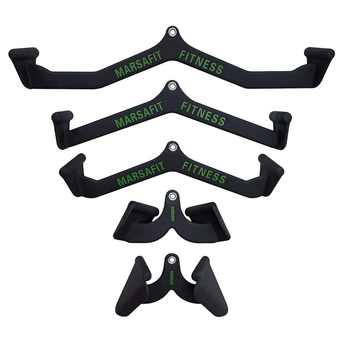 MARSAFIT Home Gym Fitness Rowing T-bar V-bar Pulley Cable Machine Attachment, Bicep Curl Tricep LAT pulldown Bar Back Strength Training Handle Grips LAT Pull Down Bar for Seat Row Workout (5PCS)
