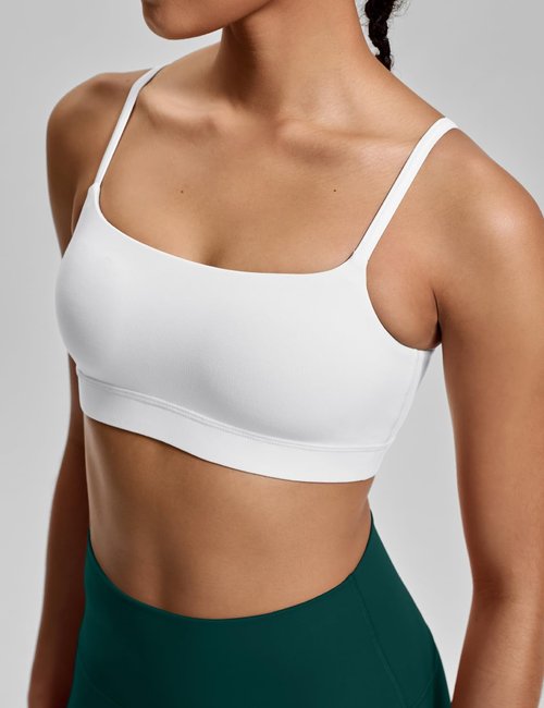 HeyNuts Women's Scoop Neck Sports Bra - Padded U-Back Camisole Yoga Top for A-C Cups