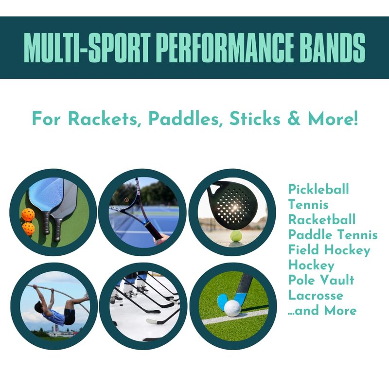 Mindful Performance Innovations 5 Pieces - Reset Bands - Grip Bands for Pickleball Paddles, Tennis Rackets, and Hockey/Lacrosse Sticks + Video Course to Master Mental Resilience - 5 Pieces - Focus