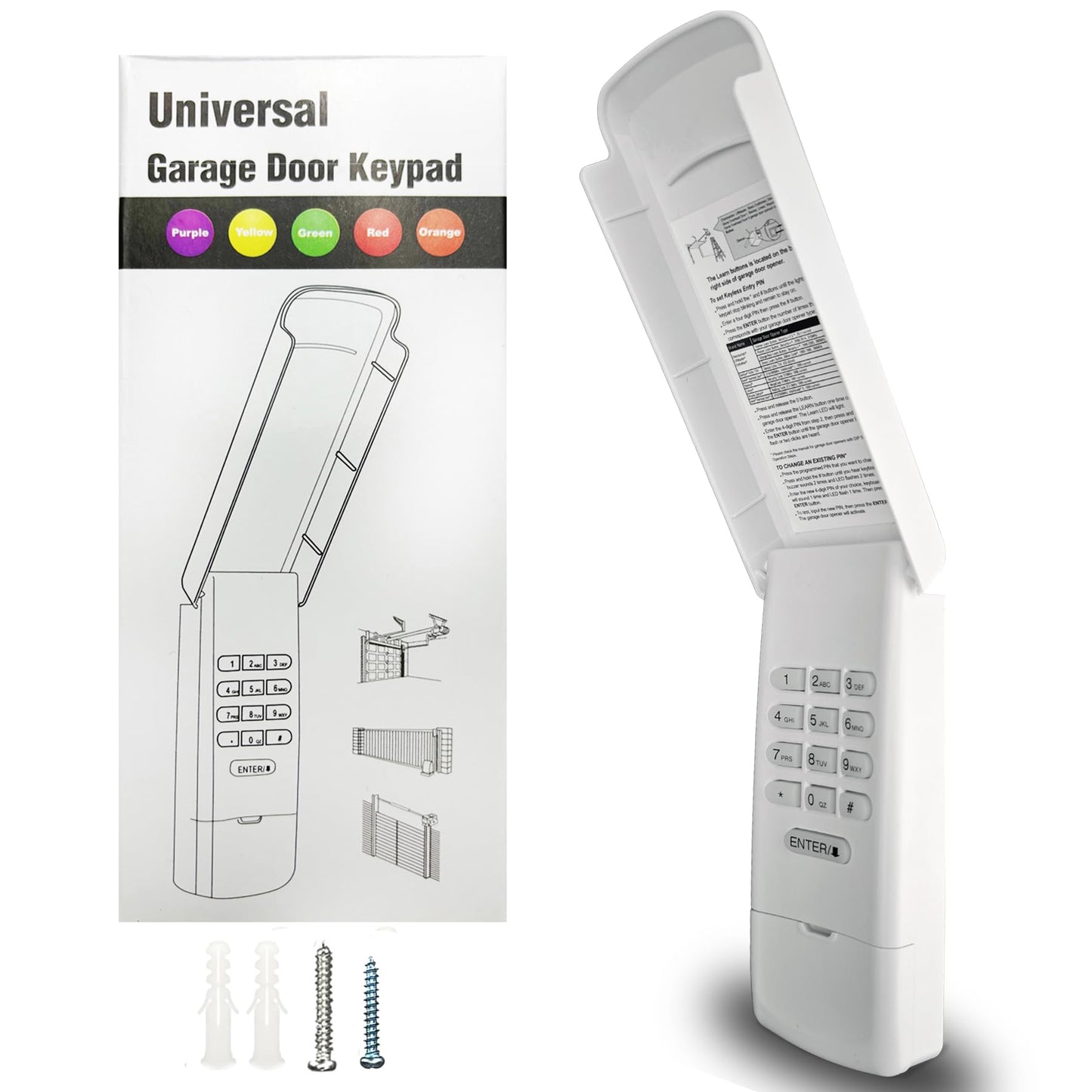 Universal Garage Door Opener Keypad for Liftmaster Chamberlain Craftsman Wayne Dalton Openers Produced since 1993, Wireless Keypad Keyless Entry,Replaces 877/878MAX 377/977/877/66LM,SafeSecurity-White