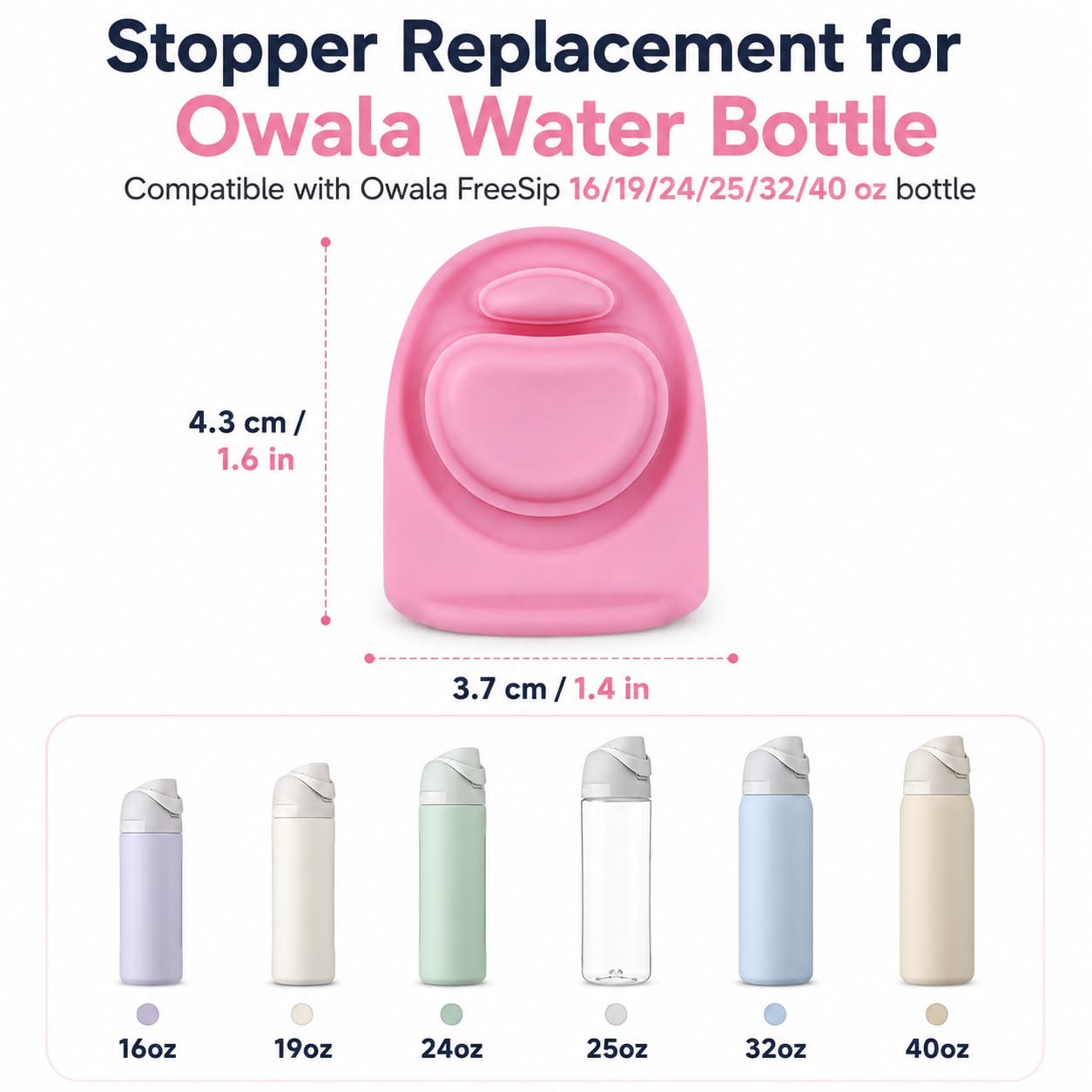 Joshey 4 Pack Rubber Seal Replacement Stopper, Compatible with Owala Freesip 24 oz 32 oz Bottle Spout Lid-Silicone Gasket Replacement Parts (Pink)