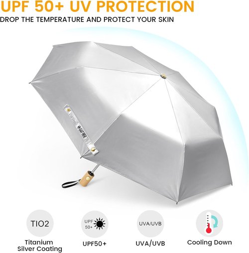 G4Free UV Protection Travel Umbrella - Compact 43 Inch, Auto Open/Close, SPF 50+ UV Blocking