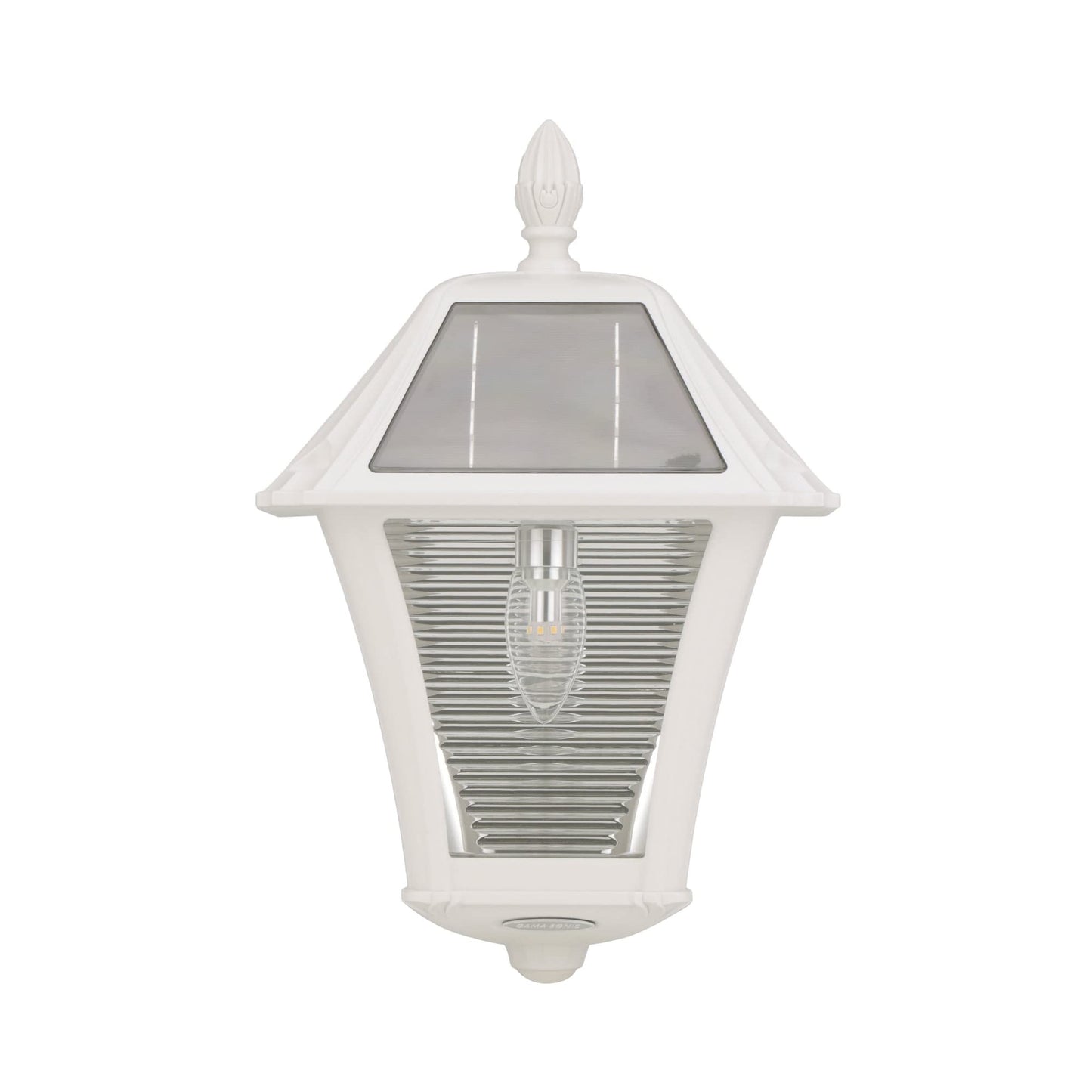 Gama Sonic 2-Pack Baytown II Bulb Solar Outdoor Wall Light Sconce, Warm-White LED Bulb Lamp, White Resin Finish, Classic Traditional Style, for Walkways, Pathway, Columns, Sheds, Piers (105BP250240)