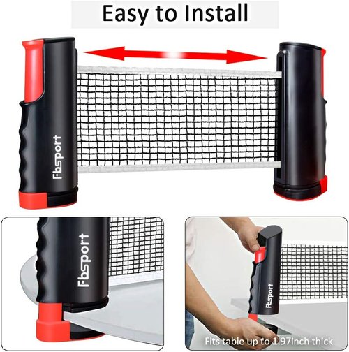 FBSPORT Ping Pong Paddle Set - Portable Table Tennis Set with Retractable Net, Rackets, Balls & Carry Bag