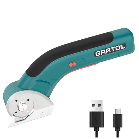 GARTOL Cordless Electric Scissors – Rechargeable Rotary Cardboard Cutter with USB Cable, Safety Lock, Portable Powerful Box Cutter for Fabric, Leather, Carpet, Sewing, Crafts, DIY
