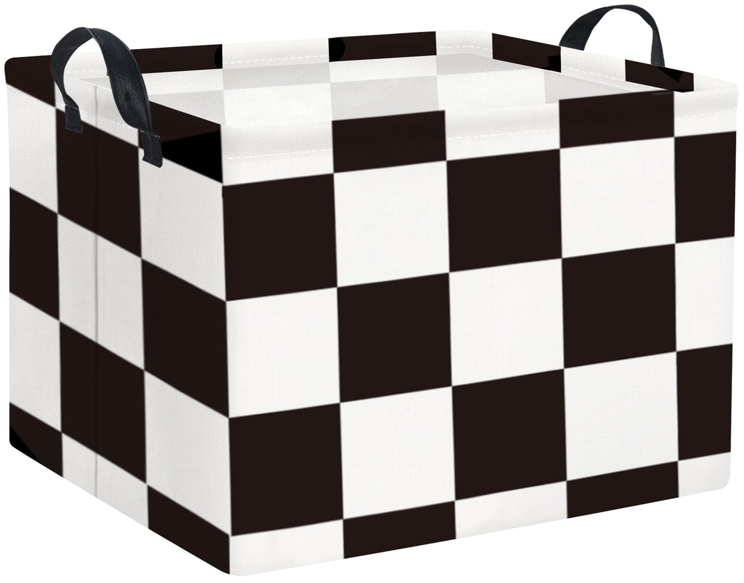 TIBAOLOVER Rectangular Checkered Basket Storage Bin Collapse Storage Basket with Handles for Organizing Home Kitchen Boys and Girls Toys Office Closet Shelf Baskets (Race Flag)