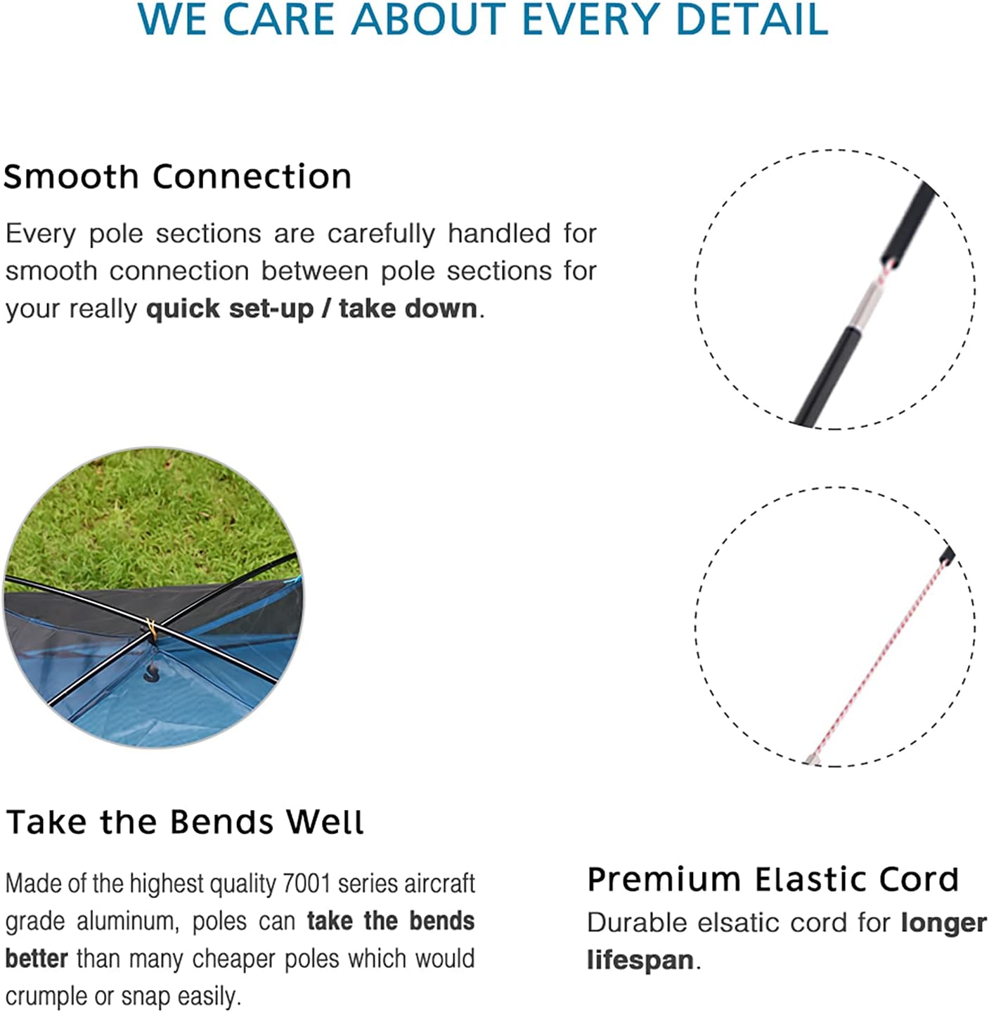 Skiennix Aluminum Tent Poles - Pre-Assembled Black Replacement Rod for 7001 T6 Heated Camping
