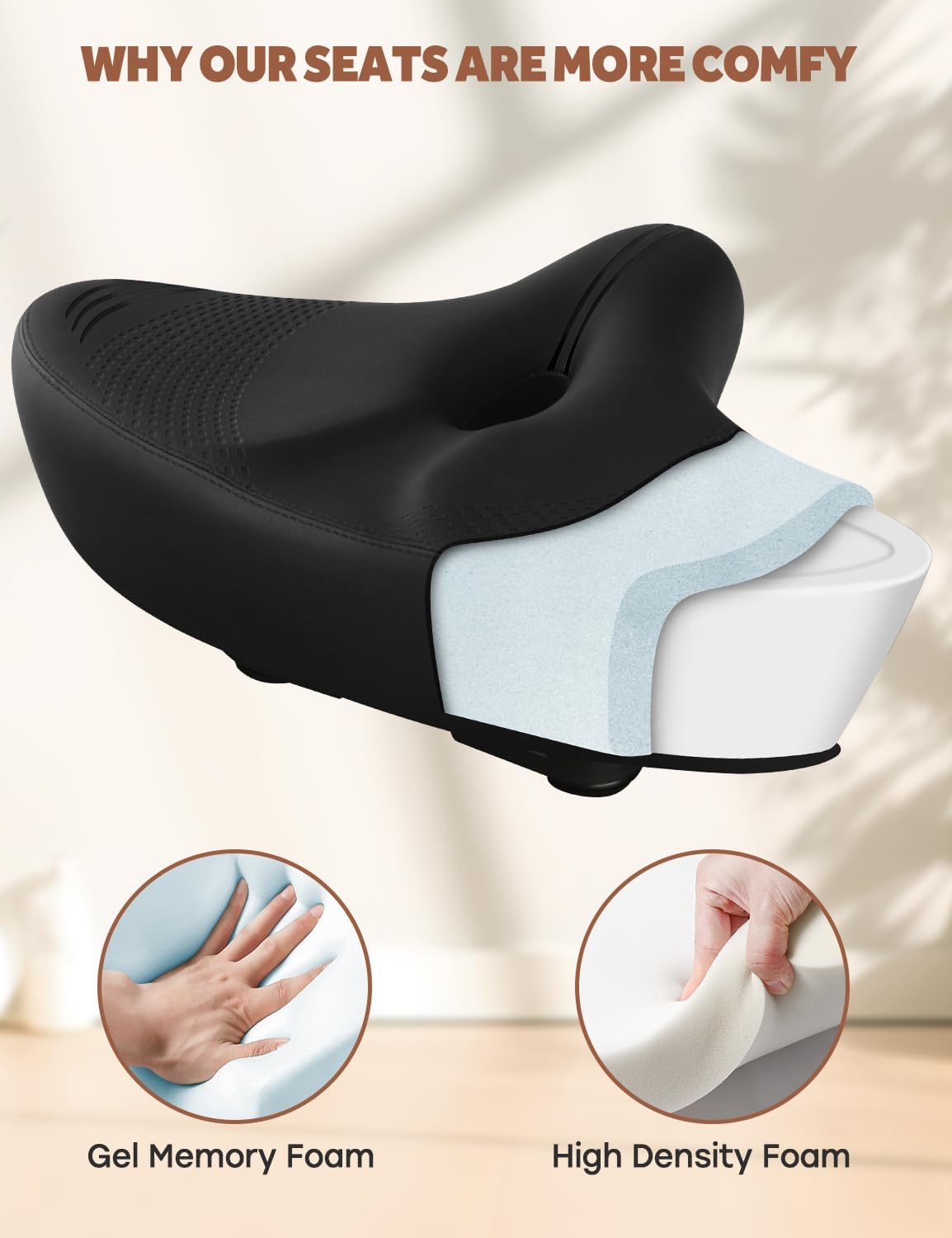 Skiennix Extra Oversized Bike Seat Cushion - Comfort Replacement for Peloton & Cruiser Bikes | Universal Fit