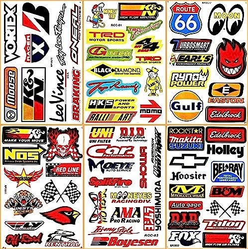 Motorsport Vinyl Decals Stickers - 6 Pack for Cars & Bikes