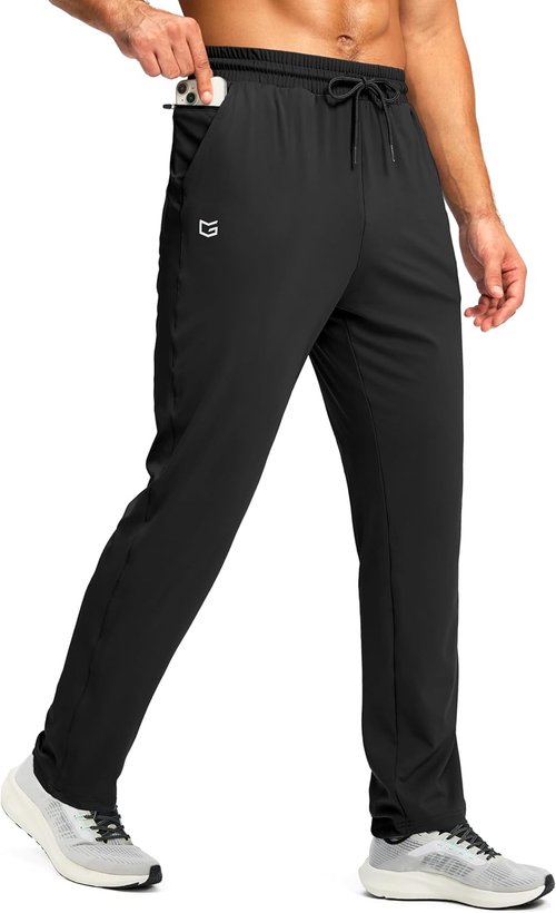 G Gradual Men's Athletic Sweatpants - Stretch Tapered Joggers with Zipper Pocket for Gym & Running